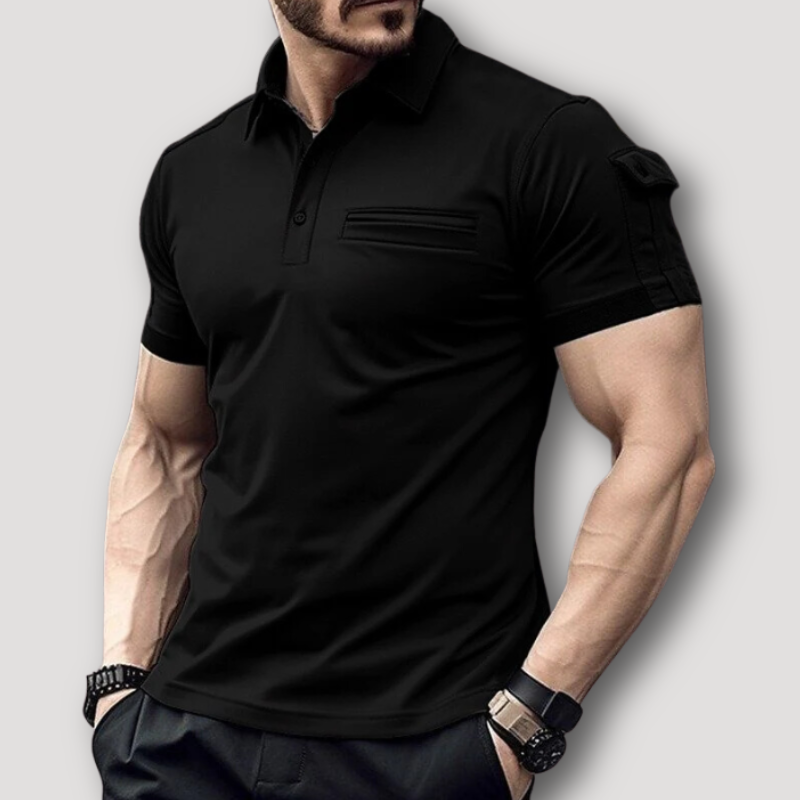 Muscle Fit Black Polo Shirts Men's