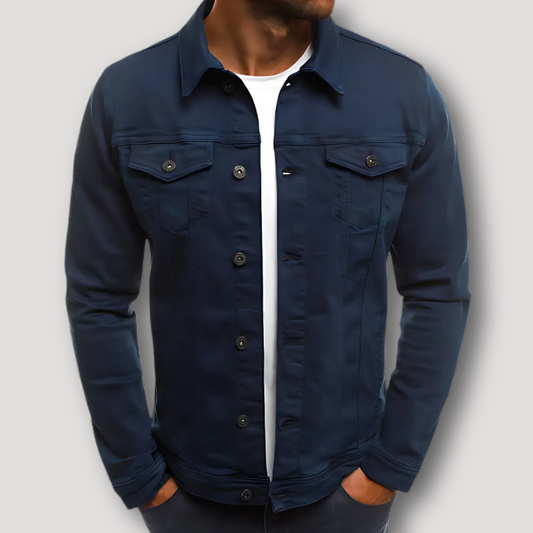 Slim Fitted Men's Denim Jackets Long Sleeve