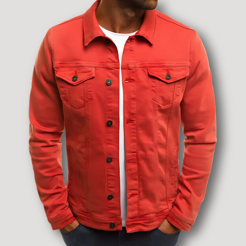 Slim Fitted Men's Denim Jackets Long Sleeve