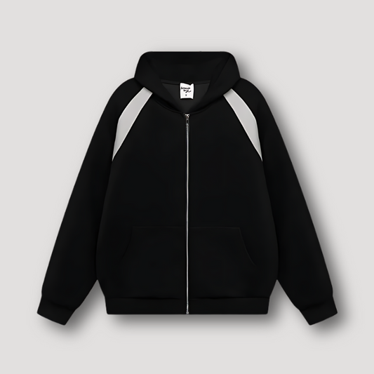 Zip Up Hoodie Basic Color Blocked Sports Jacket