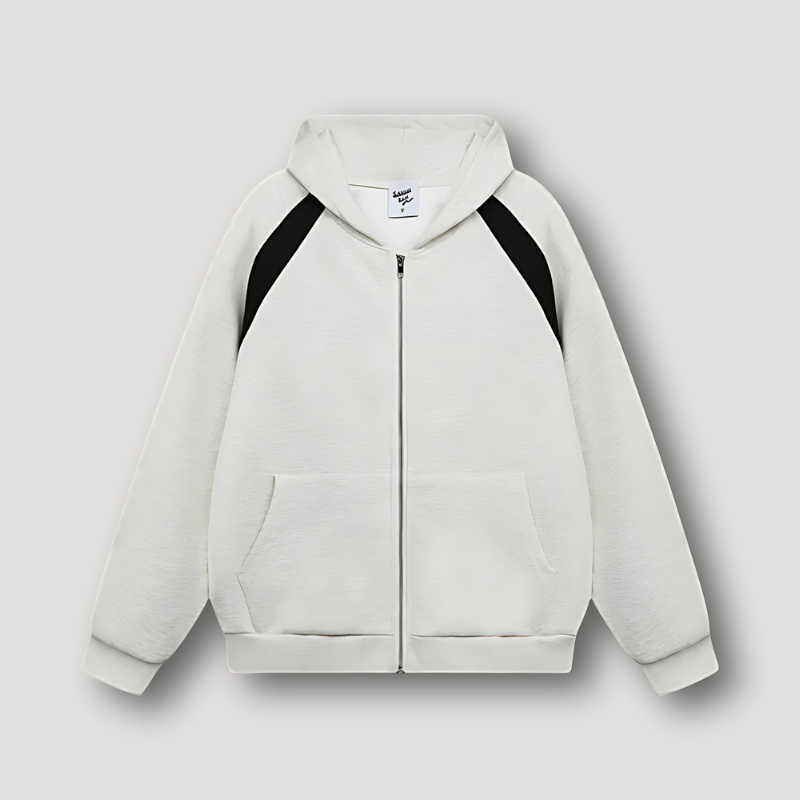 Zip Up Hoodie Basic Color Blocked Sports Jacket