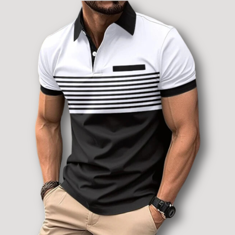 Color Blocked Breton Stripe Slim Fit Polo Shirt Sale