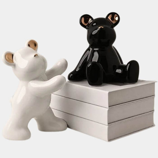 Ceramic Teddy Bear Bookend - Durable Material - Stylish Design