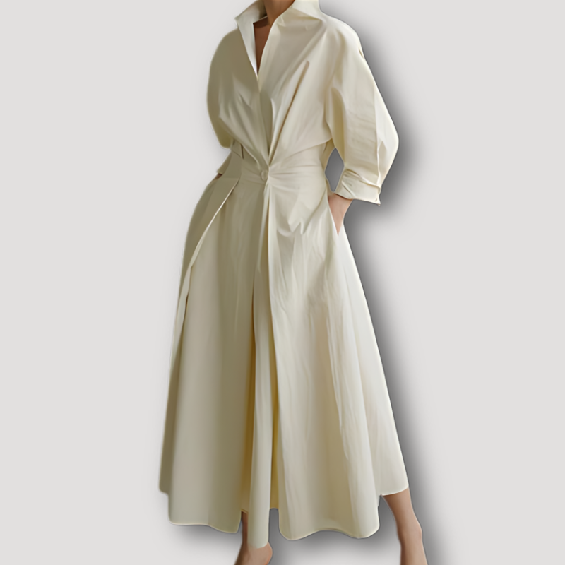 Long Baggy Sleeve Shirt Midi Pleated Linen Dress Australia