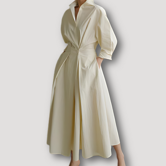 Long Baggy Sleeve Shirt Midi Pleated Linen Dress Australia