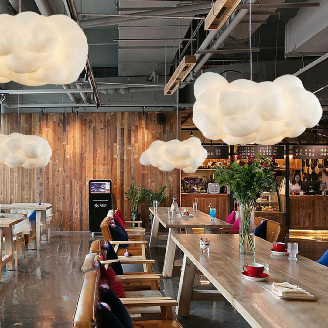 Cloud LED Pendant Light - Hanging - Silk Fabric - Eco Friendly