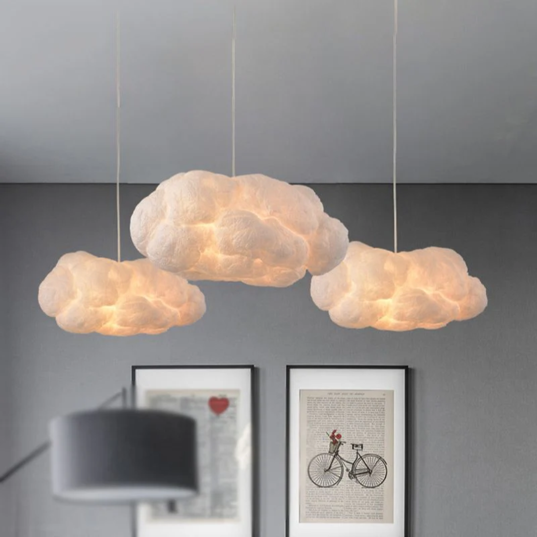 Cloud LED Pendant Light - Hanging - Silk Fabric - Eco Friendly
