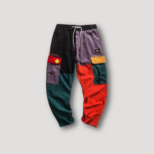 Color Blocked Cargo Sweatpants Man