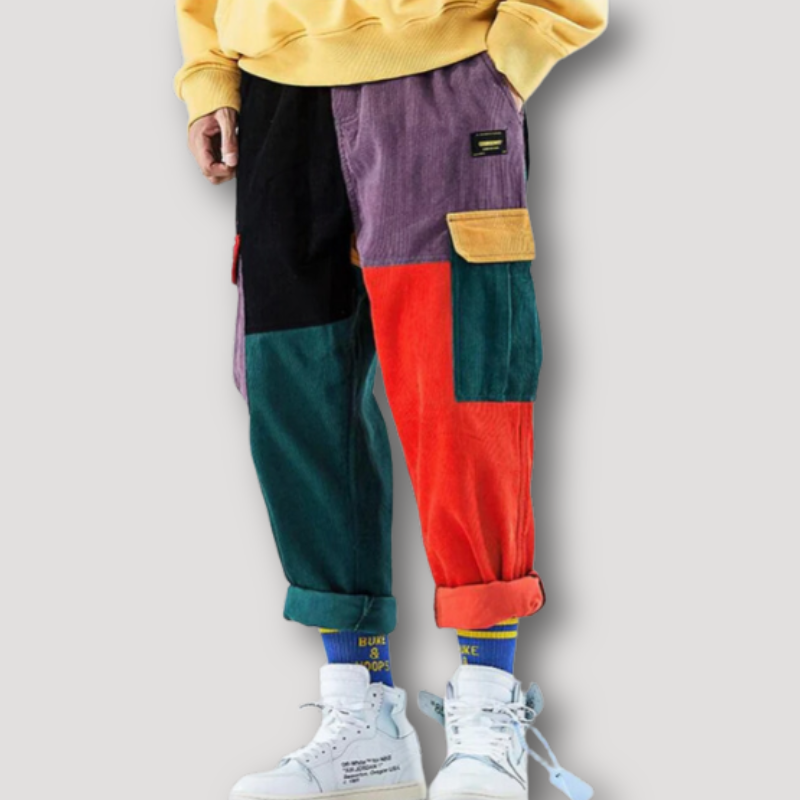 Color Blocked Cargo Sweatpants Man