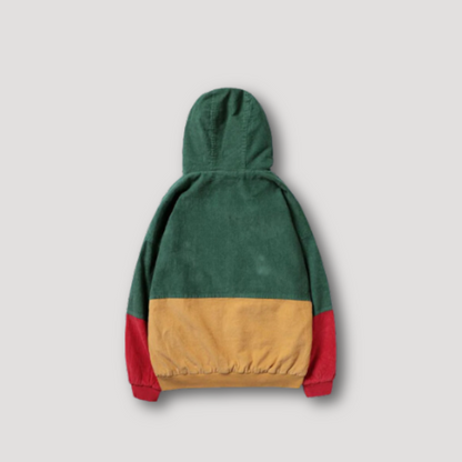 Color Blocked Corduroy Hooded Jacket