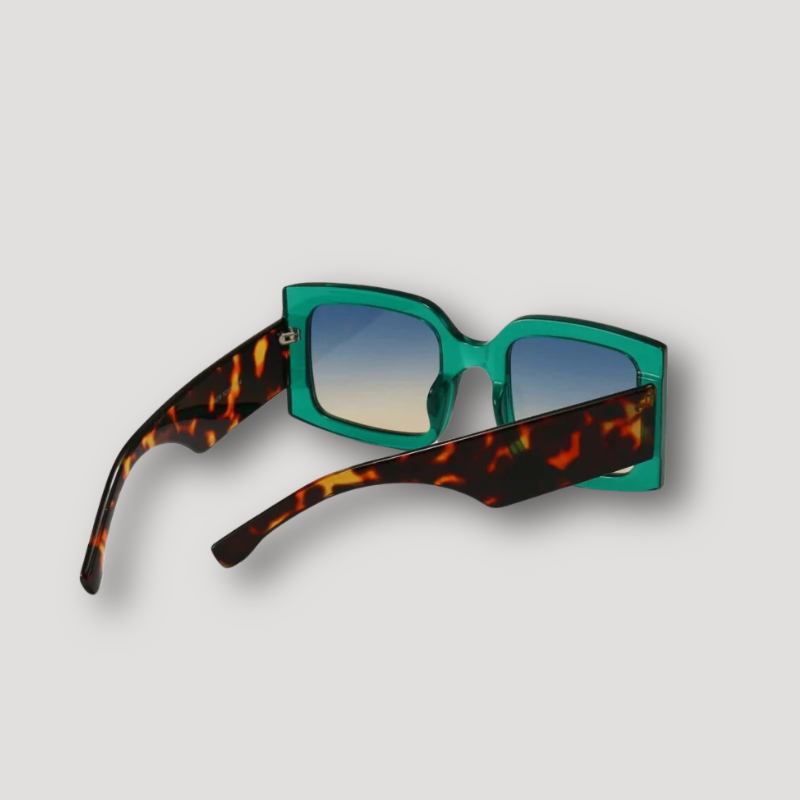 Green Frame Leopard Square Sunglasses Women