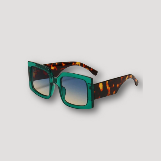 Green Frame Leopard Square Sunglasses Women