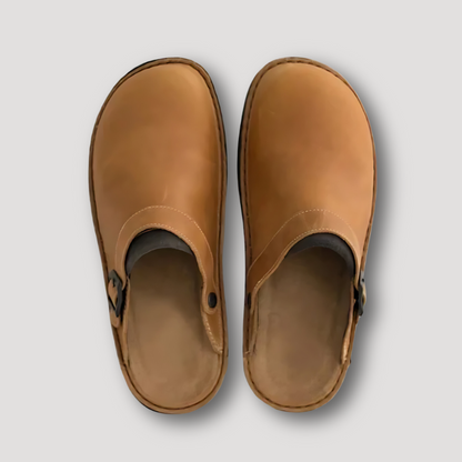 Slip-on Cushioning Buckled Leather Clogs for Men