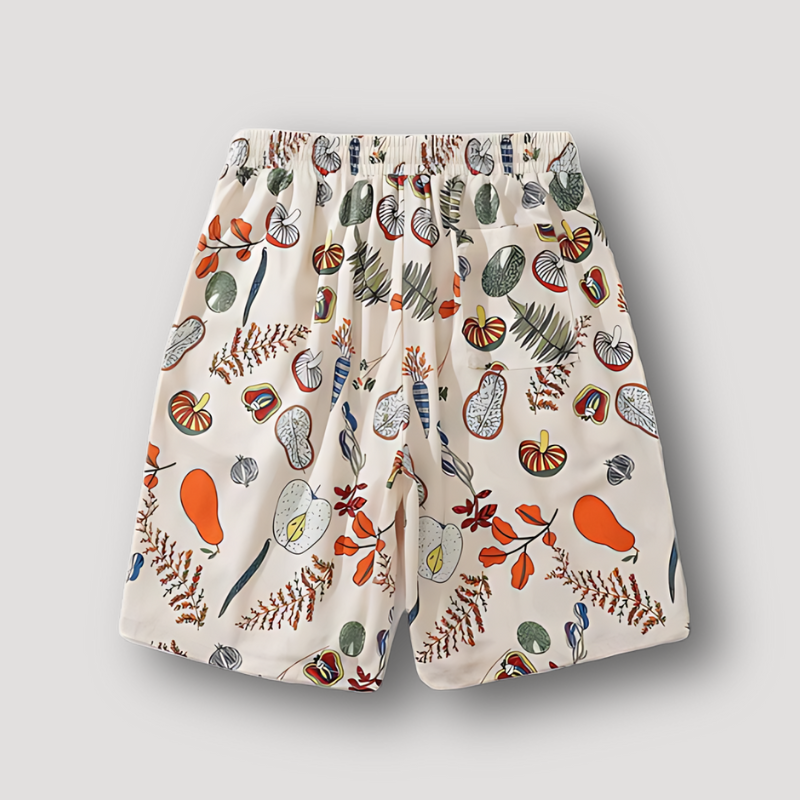 Mix Plants Pattern Summer Shorts Men