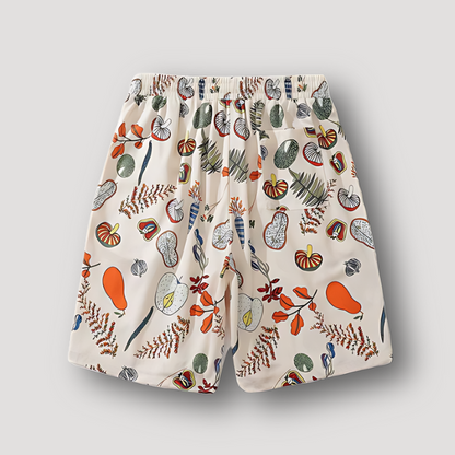 Mix Plants Pattern Summer Shorts Men