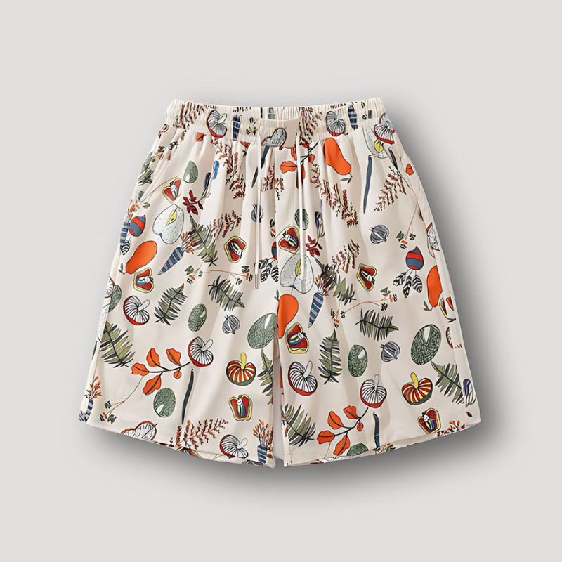 Mix Plants Pattern Summer Shorts Men