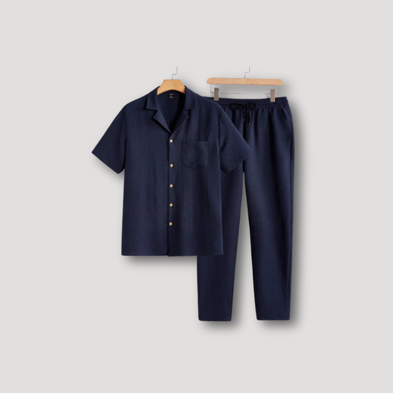 Short Sleeve Polo Shirts and Linen Pants 2 Piece Sets