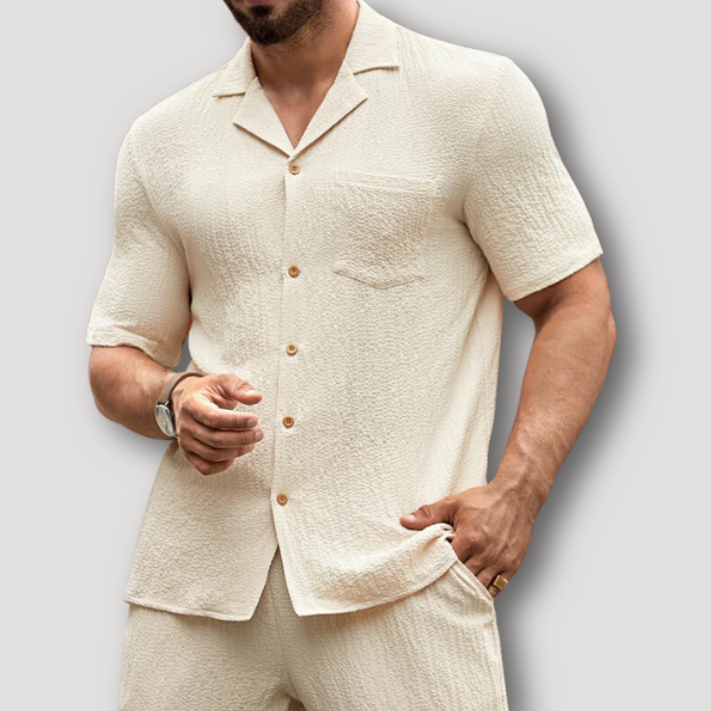 Short Sleeve Polo Shirts and Linen Pants 2 Piece Sets