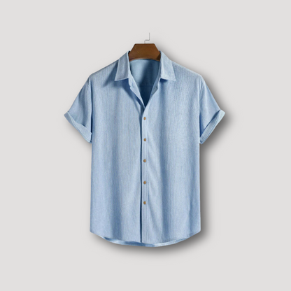 Men's Casual Short Sleeve Button Up Corduroy Shirt