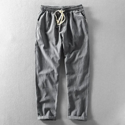 Cotton Linen Pants - Elastic Waist - Lightweight - Quick Drying Fabric