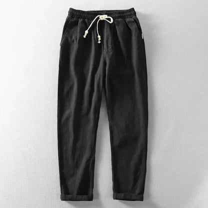 Cotton Linen Pants - Elastic Waist - Lightweight - Quick Drying Fabric