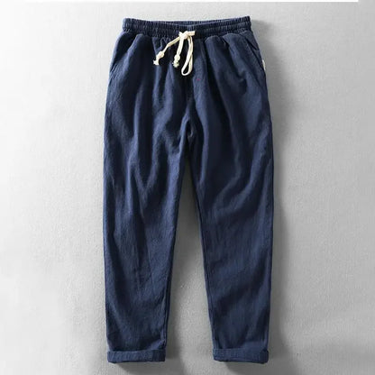 Cotton Linen Pants - Elastic Waist - Lightweight - Quick Drying Fabric