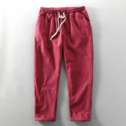 Cotton Linen Pants - Elastic Waist - Lightweight - Quick Drying Fabric