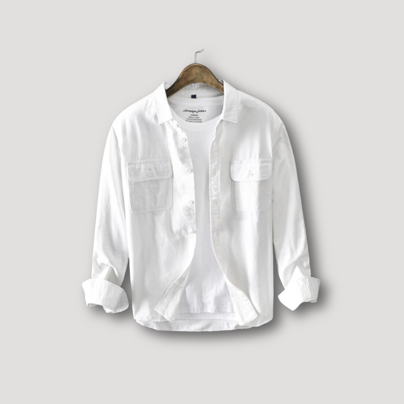 Two Pocket Long Sleeve Button Up Shirt for Men