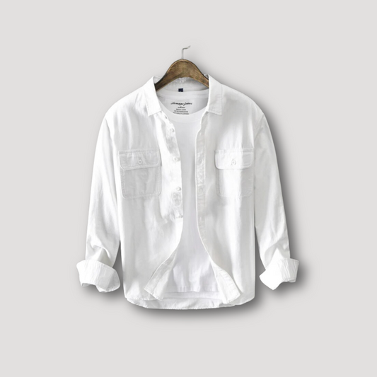 Two Pocket Long Sleeve Button Up Shirt for Men