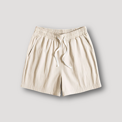 Summer Elastic Waist Cotton Shorts Mens