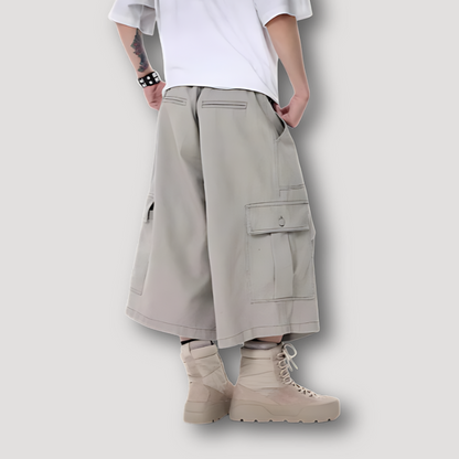 Calf Length Wide Leg Cargo Shorts Men