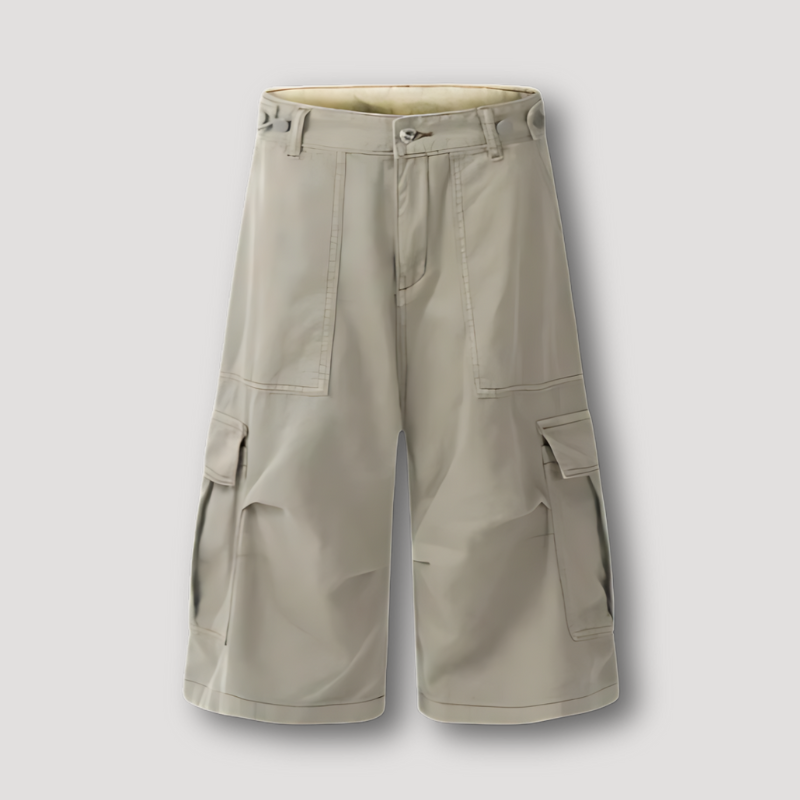 Calf Length Wide Leg Cargo Shorts Men