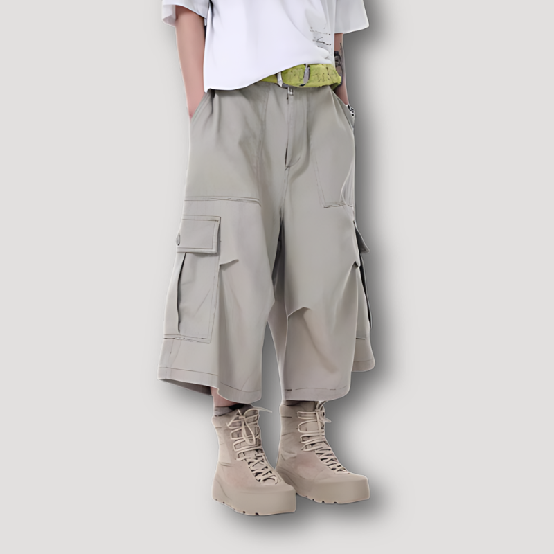 Calf Length Wide Leg Cargo Shorts Men