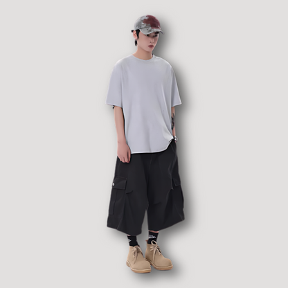 Calf Length Wide Leg Cargo Shorts Men