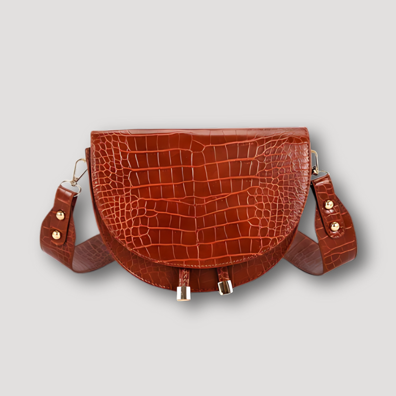 Retro Semicircle Small Purse Crocodile Pattern Leather Cross Body Bags