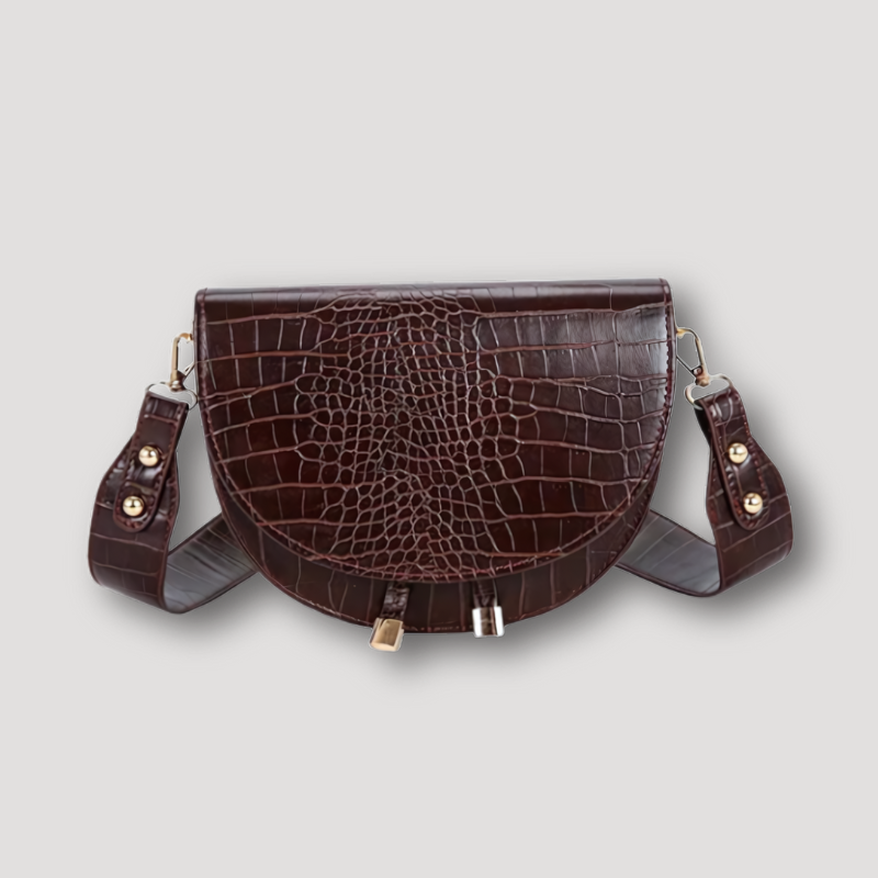 Retro Semicircle Small Purse Crocodile Pattern Leather Cross Body Bags