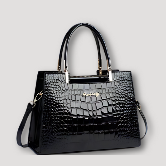 Crocodile Pattern Patent Leather Handbag for Women