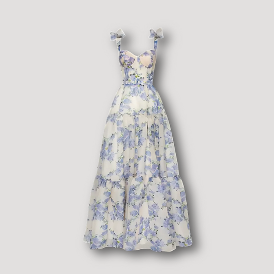 Blue and White Vintage Style Floral Maxi Dress Australia