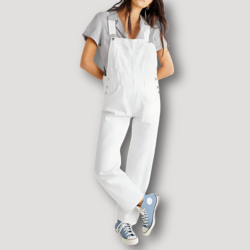 Patch Pocket Overall Suspenders Denim Jumpsuit Women