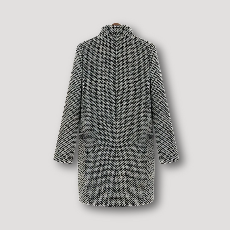 Single Button Grey Long Wool Coat for Women