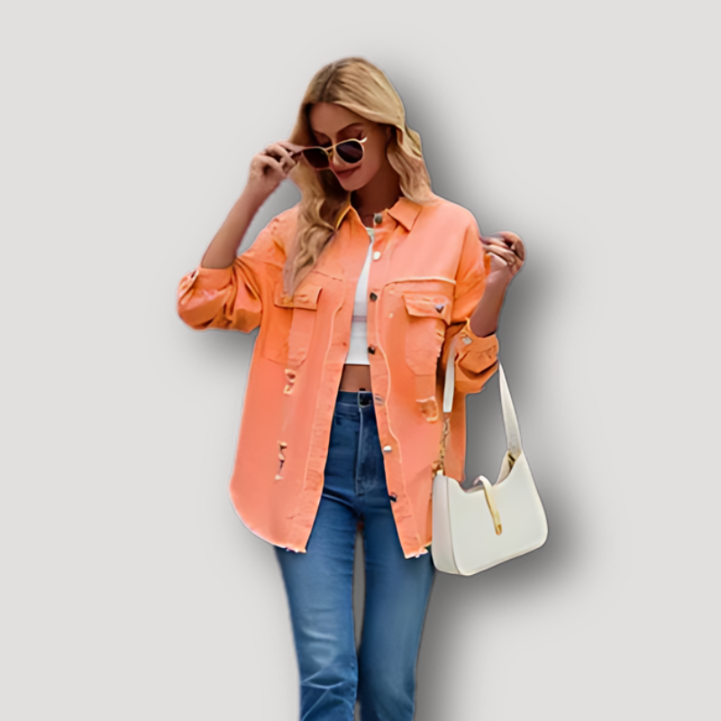 Vintage Ripped Denim Jacket Women