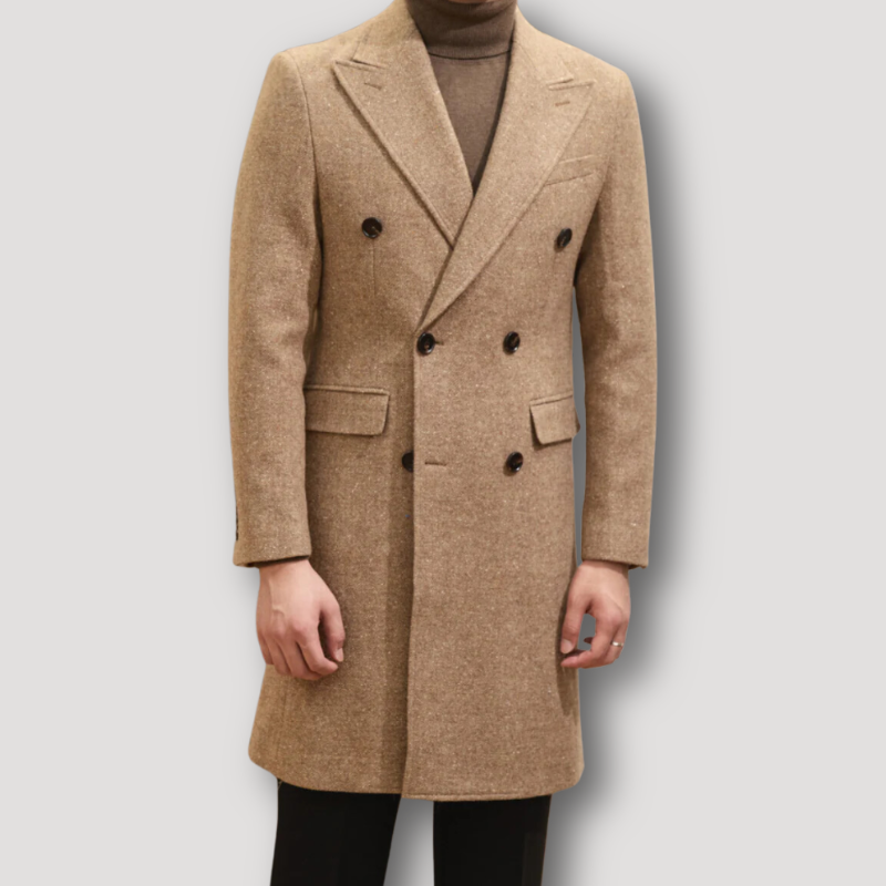 Classic Double-Breasted Wool Overcoat Man