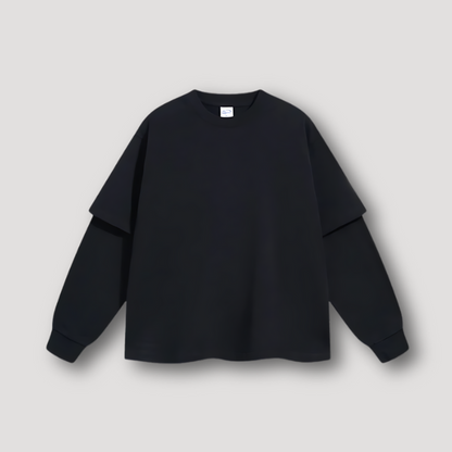 Double Layered Plain Long Sleeve T Shirt