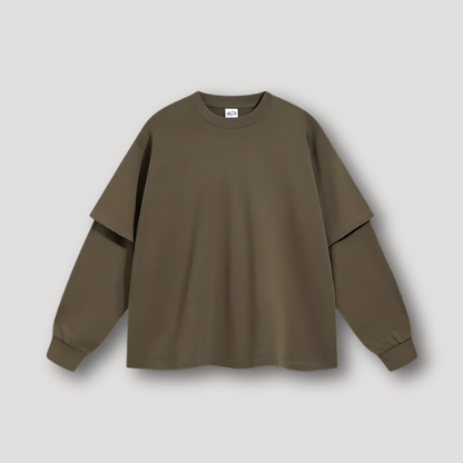 Double Layered Plain Long Sleeve T Shirt