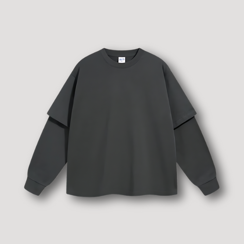 Double Layered Plain Long Sleeve T Shirt