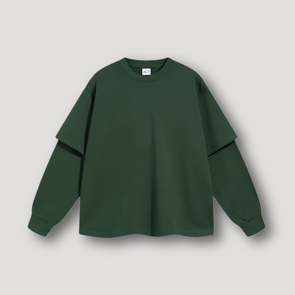 Double Layered Plain Long Sleeve T Shirt