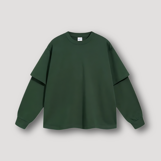 Double Layered Plain Long Sleeve T Shirt