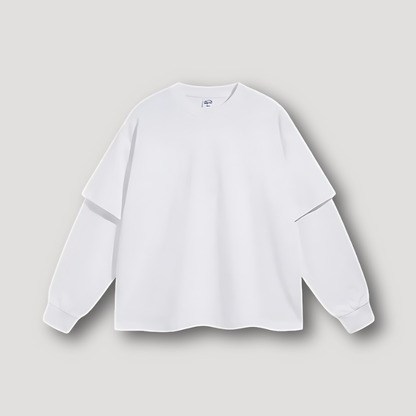 Double Layered Plain Long Sleeve T Shirt