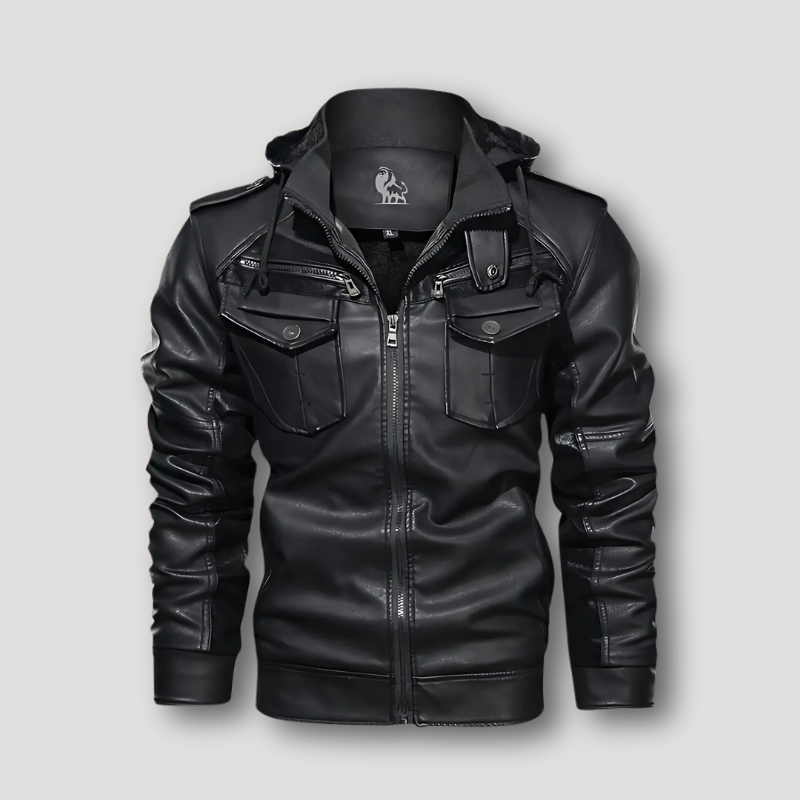 Detachable Hood Leather Jackets on Sale Mens