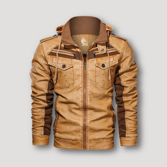 Detachable Hood Leather Jackets on Sale Mens